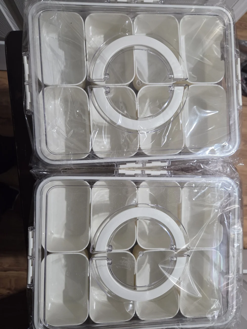 2 Piece Set Of Clear White Multi-Compartment Organizer Case for Accessories